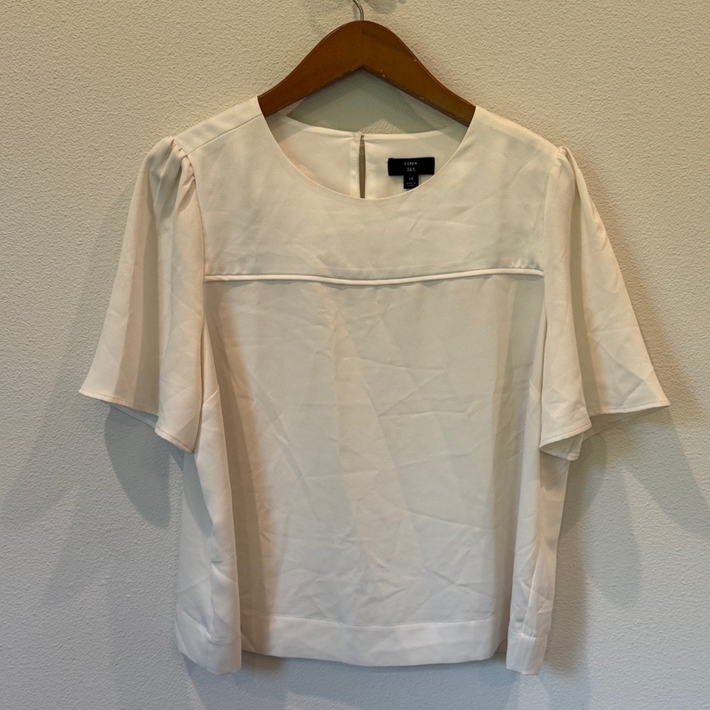 J. Crew Ivory Short Sleeve Blouse